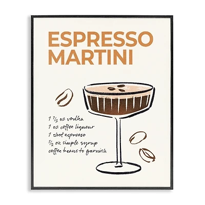 Espresso Martini Recipe Framed Canvas Print