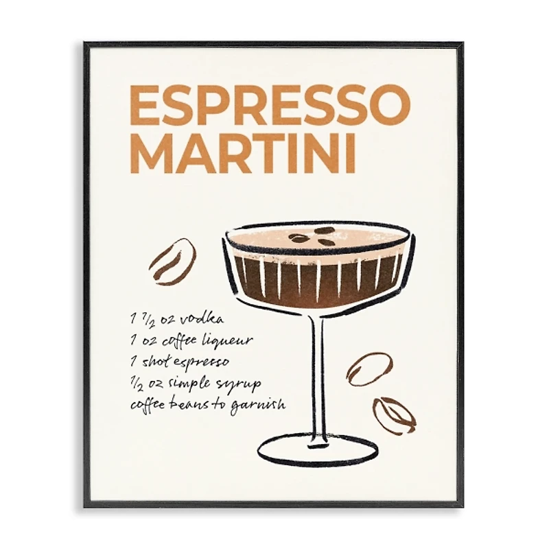 Espresso Martini Recipe Framed Canvas Print, 16x20