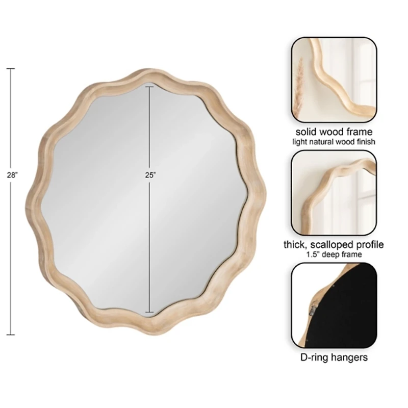 Round Natural Hatherleigh Scalloped Wall Mirror