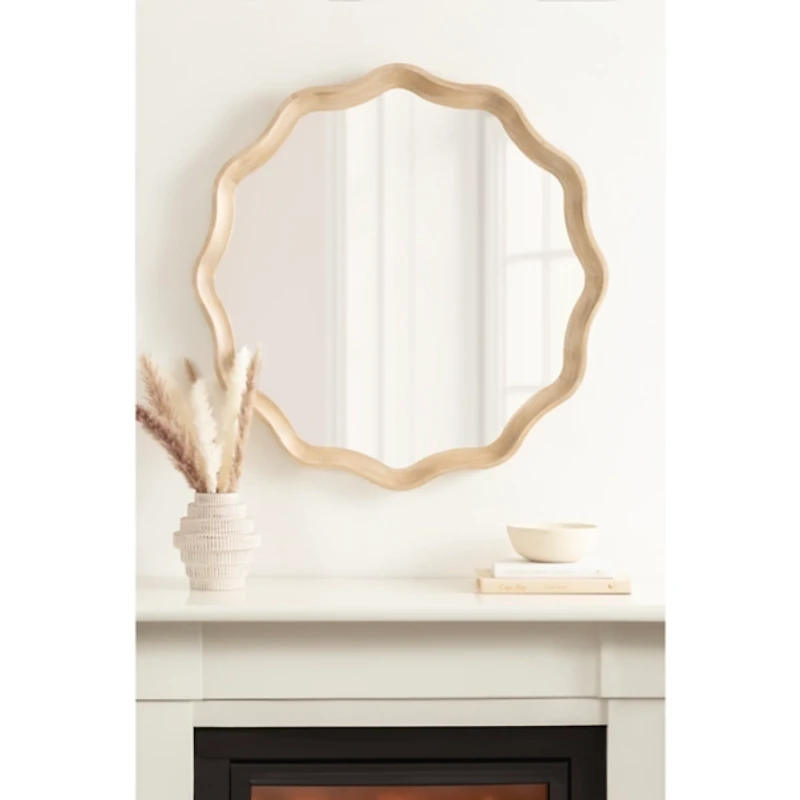 Round Natural Hatherleigh Scalloped Wall Mirror