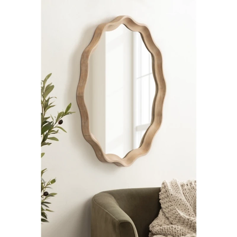 Round Natural Hatherleigh Scalloped Wall Mirror