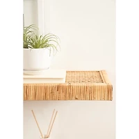 Natural Rattan Floating Wall Shelves, Set of 2