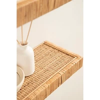 Natural Rattan Floating Wall Shelves, Set of 2