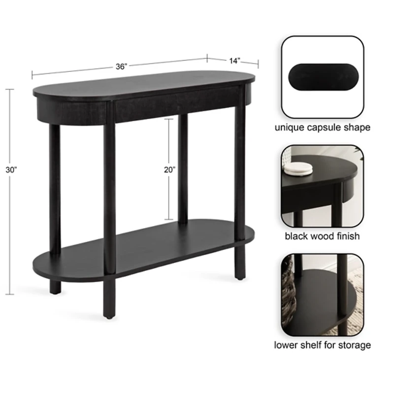 Black Wood Koji Capsule Console Table