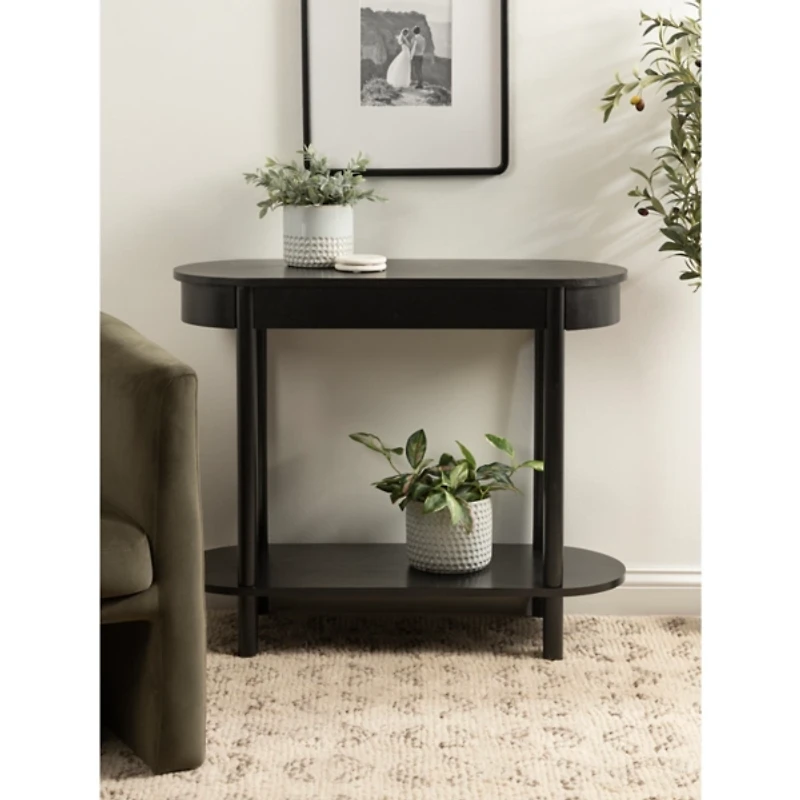 Black Wood Koji Capsule Console Table