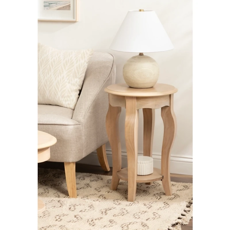 Natural Wood Round Sutherlin Accent Table