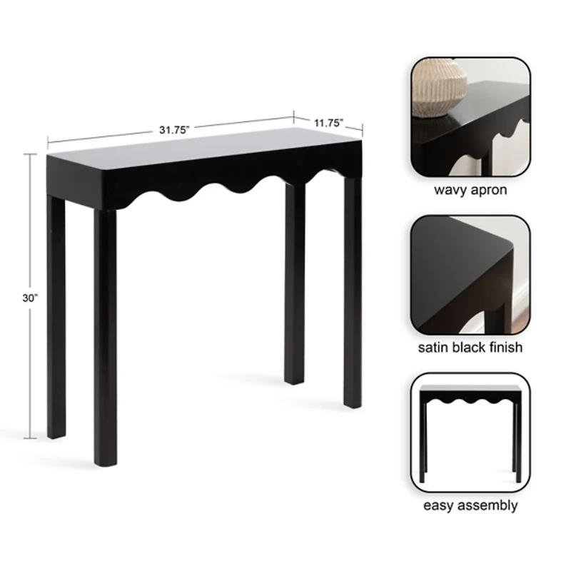 Black Scalloped Maida Console Table