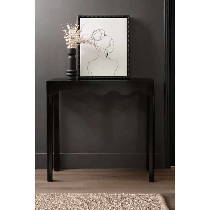 Black Scalloped Maida Console Table