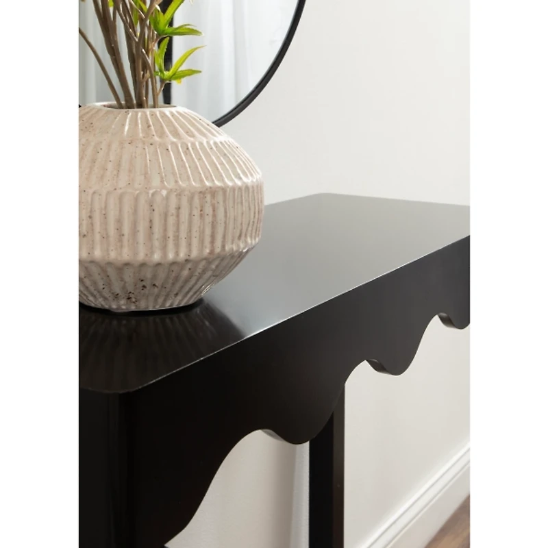 Black Scalloped Maida Console Table