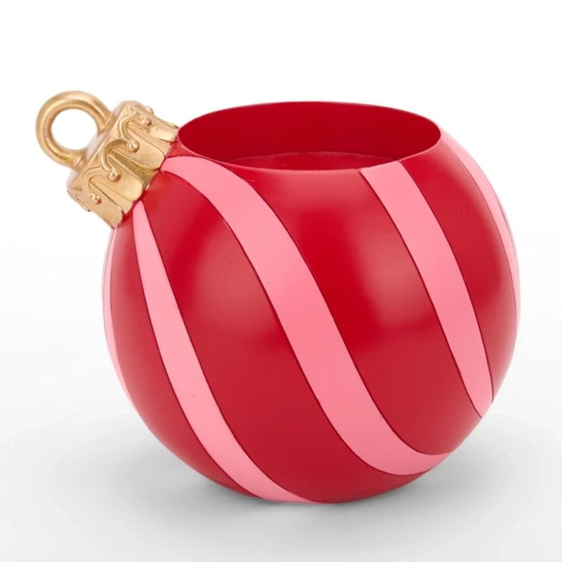 Red and Pink Ornament 3-Wick Jar Candle Holder