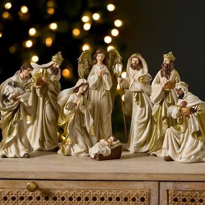 Gold and White 8-pc. Nativity Set