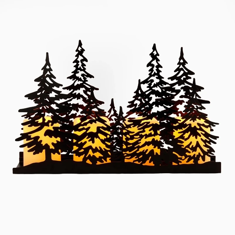 Pre-Lit Black Metal Winter Trees Runner