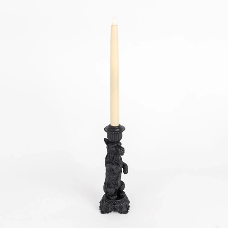 Black Schnauzer Taper Candle Holder