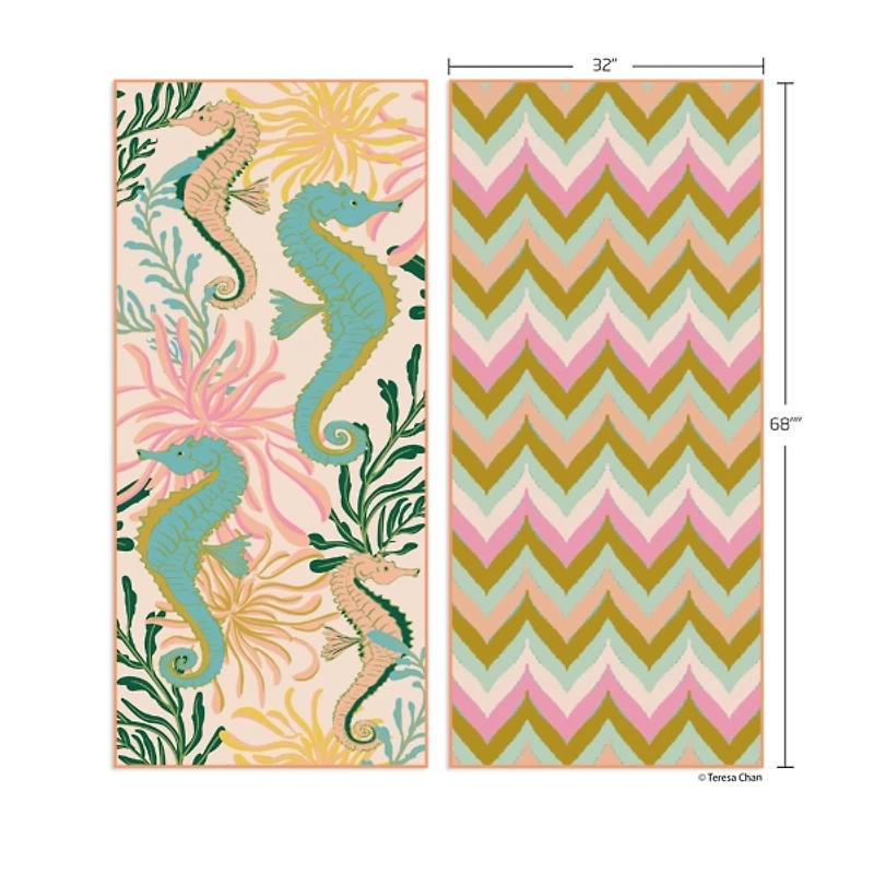 Seahorses Reversible Microfiber Beach Towel