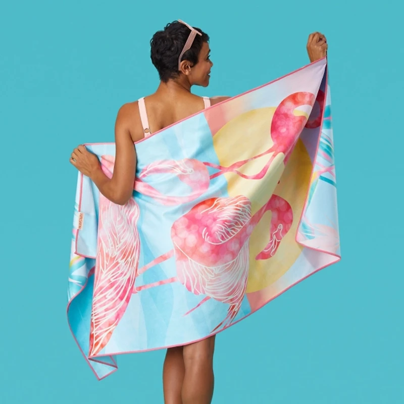 Flamingo Sunset Reversible Microfiber Beach Towel