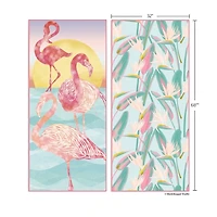 Flamingo Sunset Reversible Microfiber Beach Towel