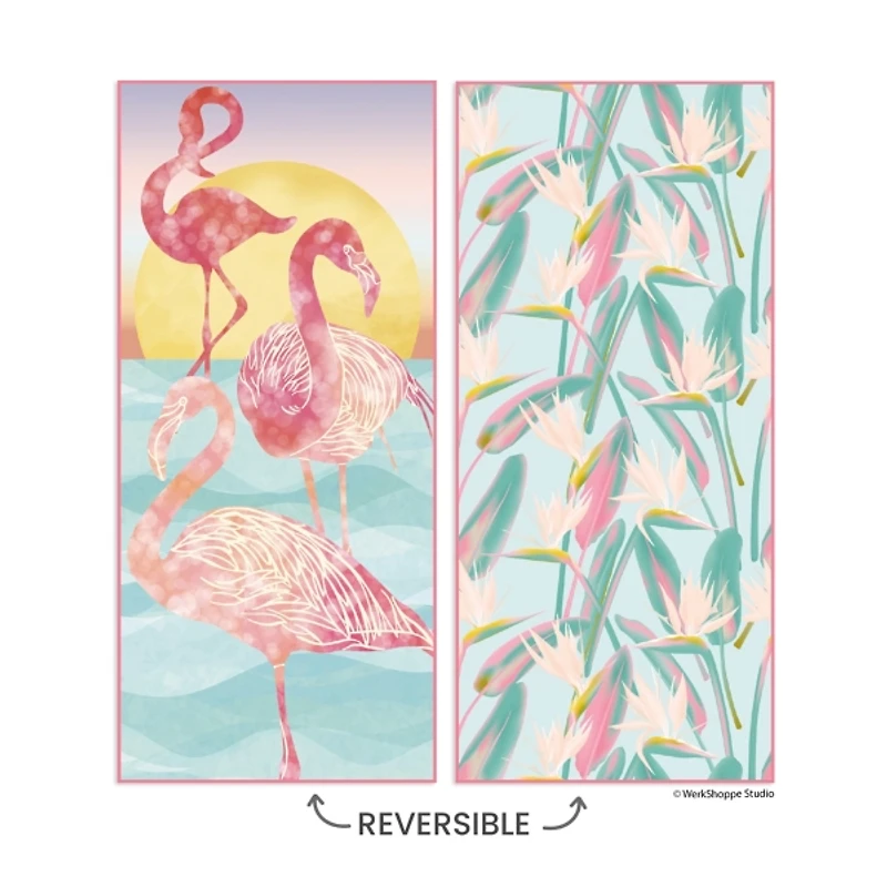 Flamingo Sunset Reversible Microfiber Beach Towel