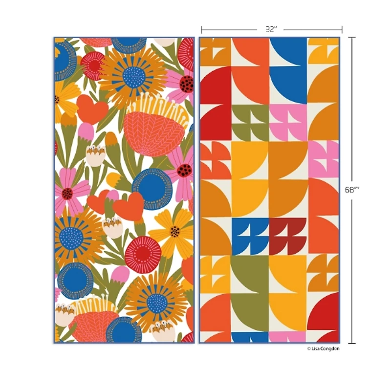 Jolies Fleurs Reversible Microfiber Beach Towel