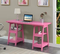 Hot Pink Double Trestle Desk with Shelves