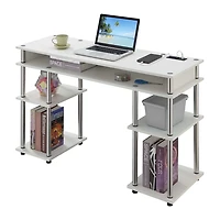 White Storage Desk with Charging Station