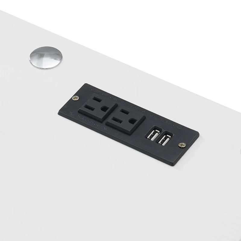 White Storage Desk with Charging Station
