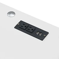 White Storage Desk with Charging Station