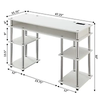 White Storage Desk with Charging Station