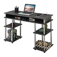 Gray Storage Desk with Charging Station