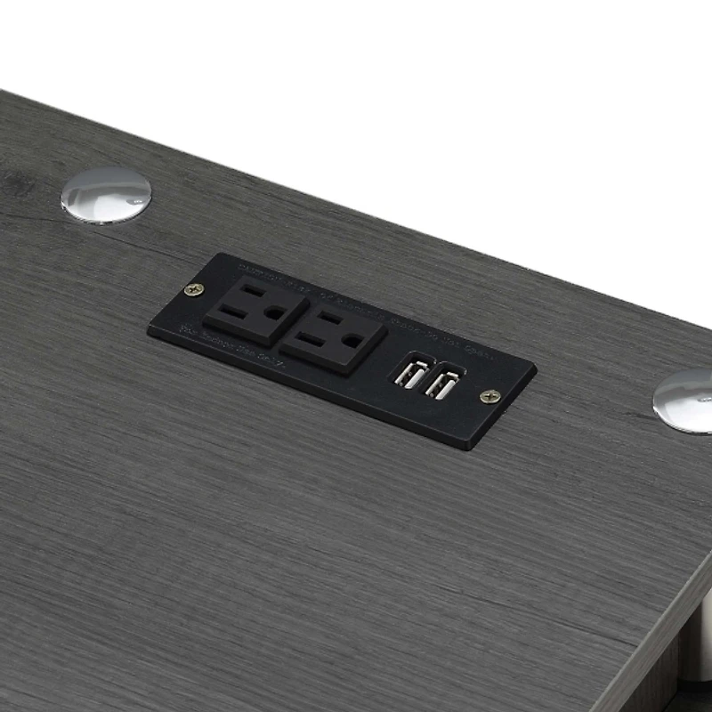 Gray Storage Desk with Charging Station