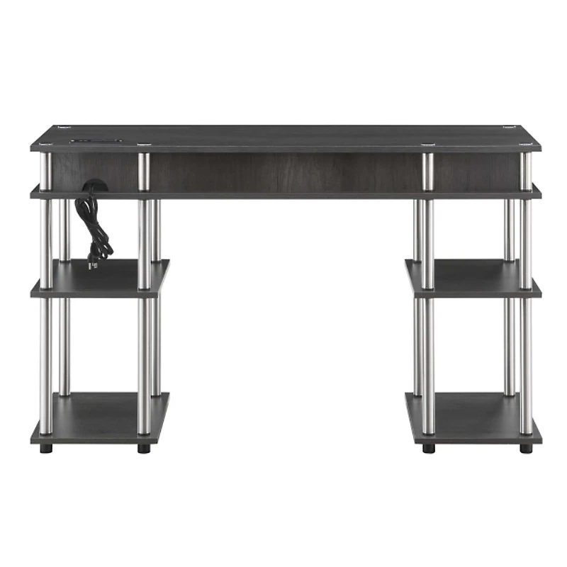 Gray Storage Desk with Charging Station