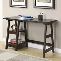 Mocha Trestle Desk with Shelves