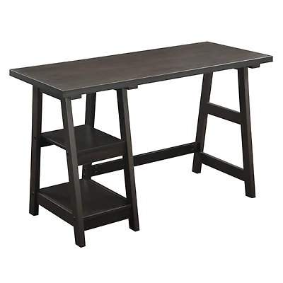Mocha Trestle Desk with Shelves