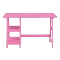 Pink Trestle Desk with Shelves