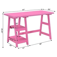 Pink Trestle Desk with Shelves