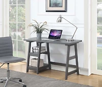 Gray Trestle Desk with Shelves
