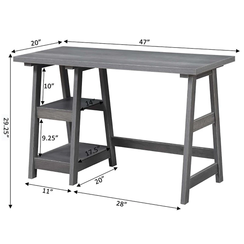 Gray Trestle Desk with Shelves