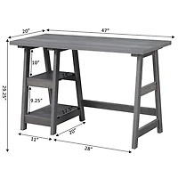 Gray Trestle Desk with Shelves
