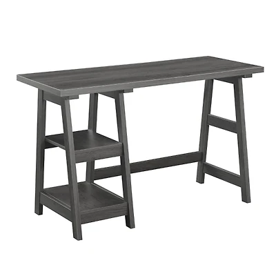 Gray Trestle Desk with Shelves