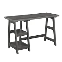 Gray Trestle Desk with Shelves
