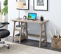 Natural Trestle Desk with Shelves