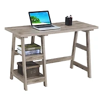 Natural Trestle Desk with Shelves