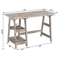 Natural Trestle Desk with Shelves