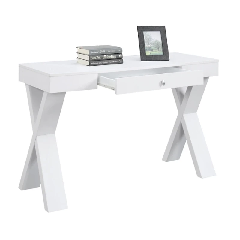 White X-Sides 1-Drawer Desk