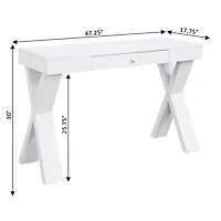 White X-Sides 1-Drawer Desk