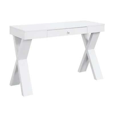 White X-Sides 1-Drawer Desk