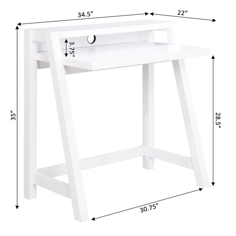 White Wood Lilly 2-Tier Desk