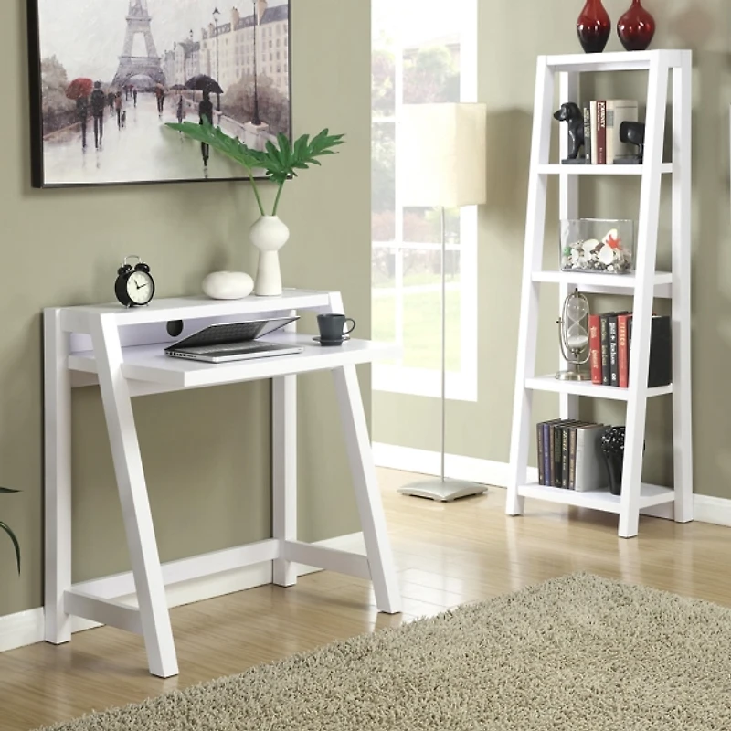 White Wood Lilly 2-Tier Desk