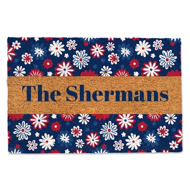 Personalized Patriotic Flower Doodle Doormat