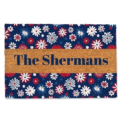 Personalized Patriotic Flower Doodle Doormat