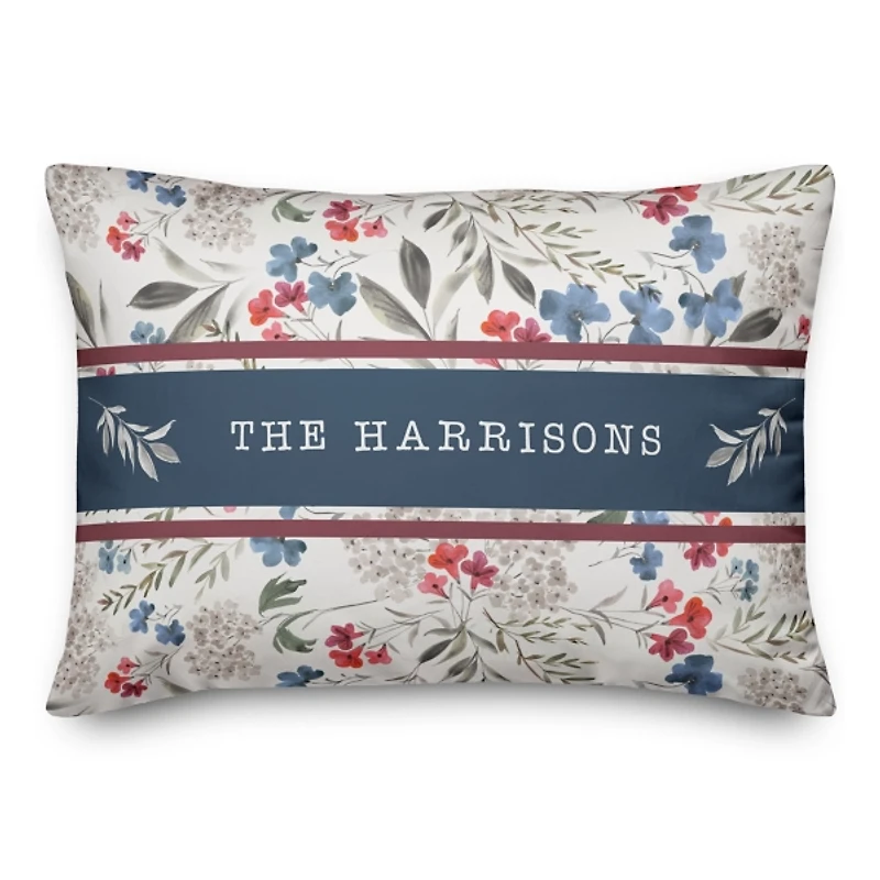 Personalized Patriotic Flowers Outdoor Pillow